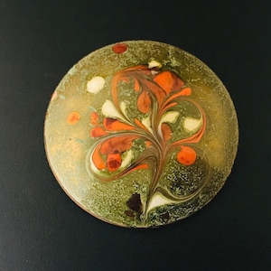 Collectable Vintage Enameled Recycled Copper Metal Brooch