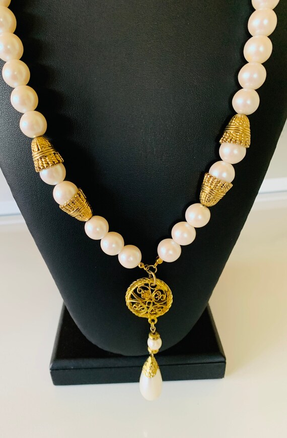 Big Bold 13mm Round 26 Inch Pearl With Gold Accents and 3 1