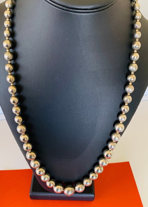 Silver Tone Graduated Chain Strung Bead Over the Head Necklace Etsy