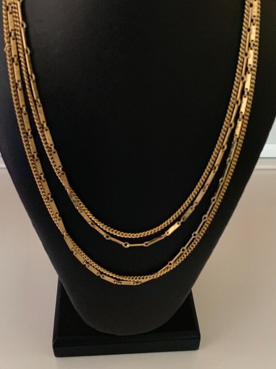 Two Layer Vintage Gold Rectangular Textured Bar L… - image 7