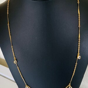 Elegant Gold Tone Bar Link and Chain With Clear Jelly Belly Charms Necklace