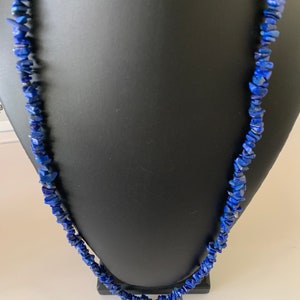Lapis Lazuli Blue Stone Gem Chip Necklace