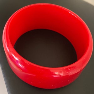 Bakelite Bright Cherry Red Wide Bangle Tested