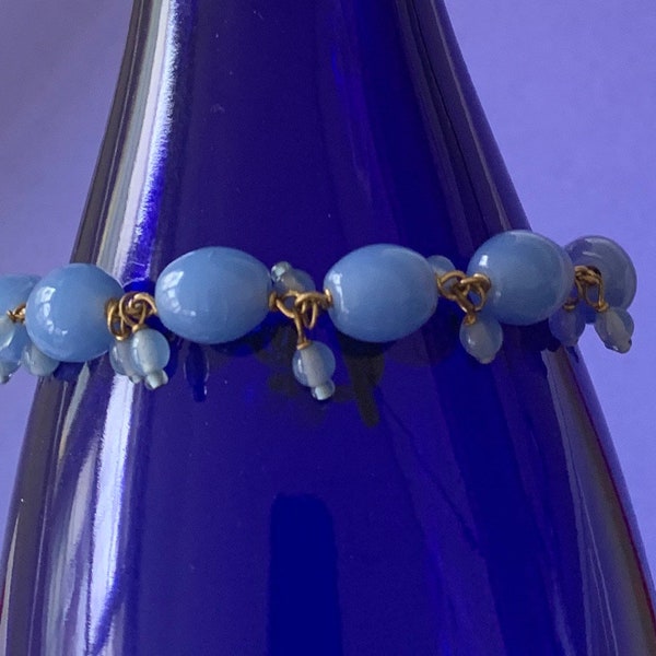 Periwinkle Blue Wire Strung Glass Bead Bracelet