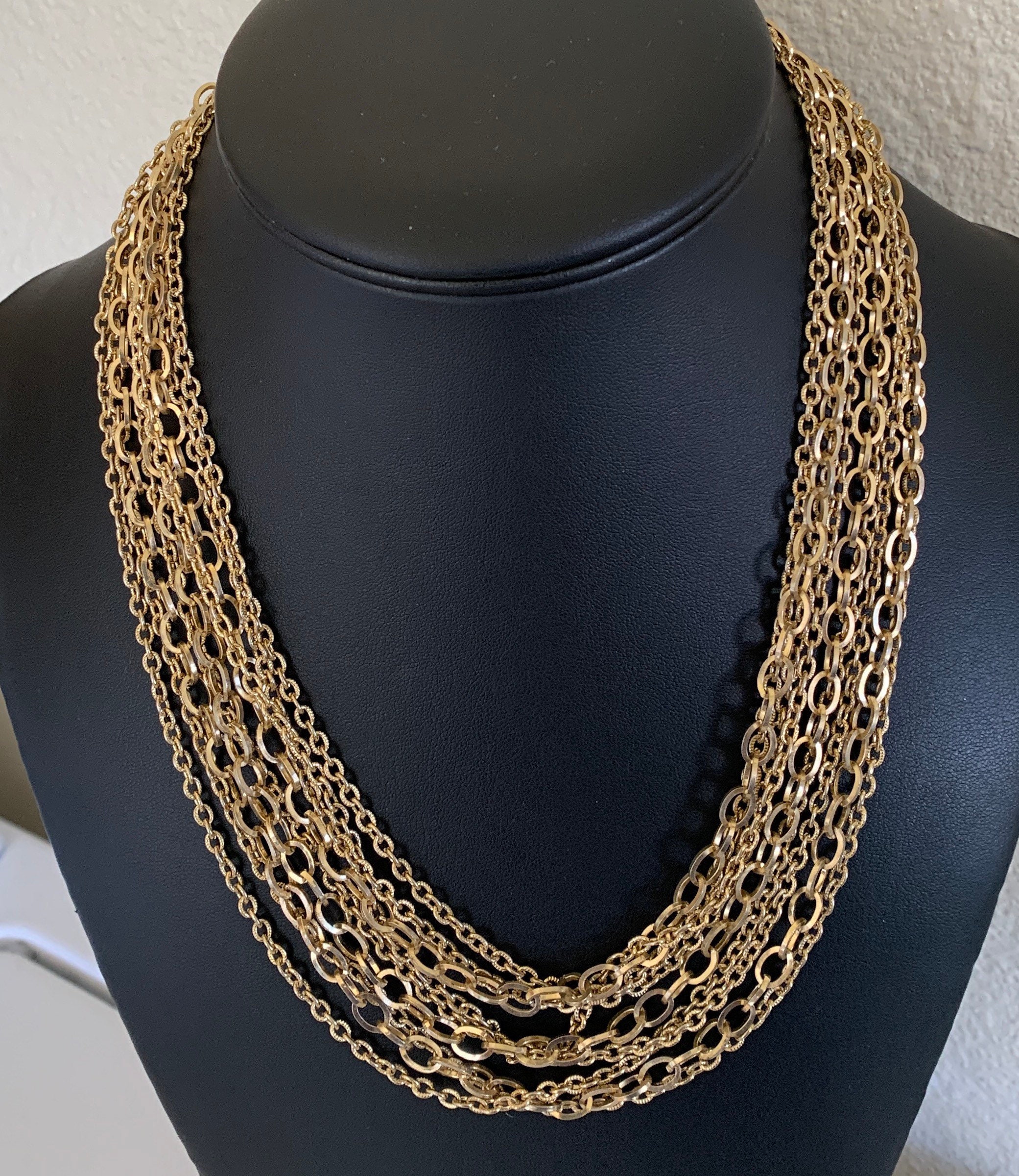 Multilayered Chunky Gold Swag Chain Choker Necklace Etsy