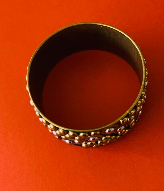 Extra Wide Dotted Brass Bangle - image 3