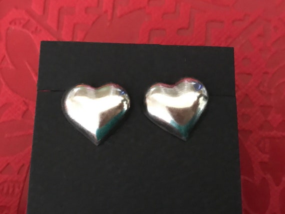 925 Shiny Sterling Silver Bubble Heart Earrings S… - image 3