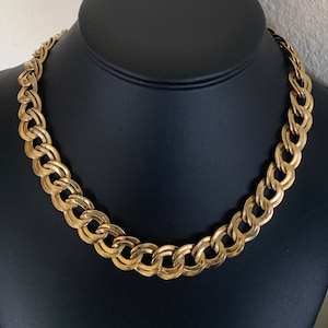 Wearable With Small Flaw Vintage Warm Shiny Double Link Chain Collar Necklace