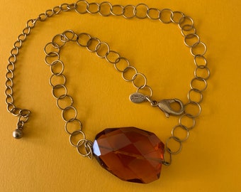 Chico's Short Ring and Faceted Teacolored Clear Gemlike Pendent Necklace