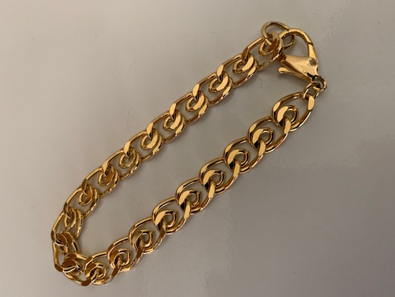 Lovely Flat Decorative Shiny Gold Link Bracelet - image 5