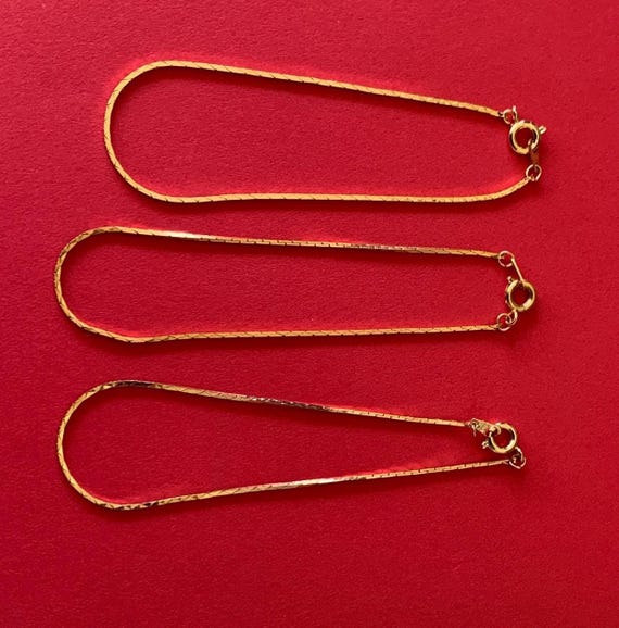 Three Thin Stack able Korea Signed Gold Tone Flat… - image 2