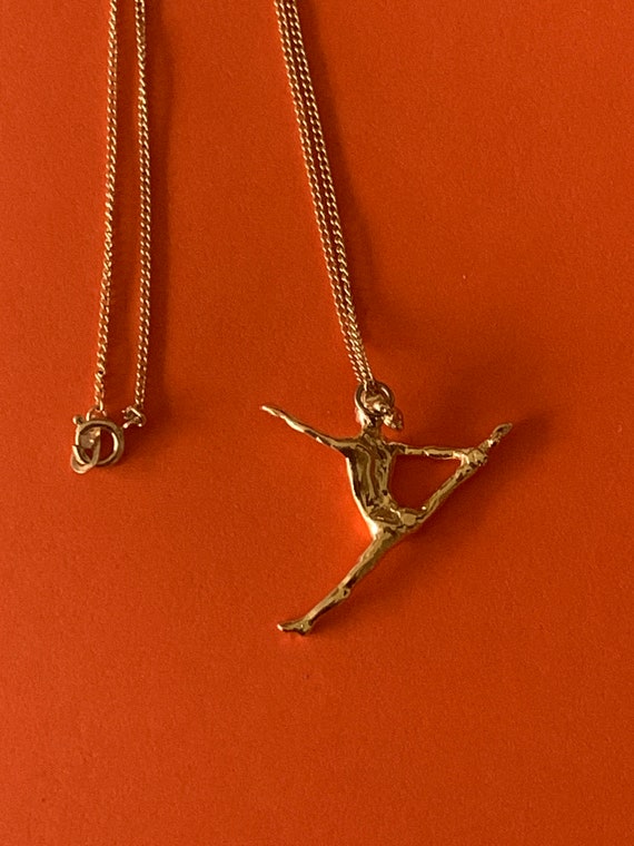 Girls Bright Gold Dance or Ballet Pendant Necklace - image 8