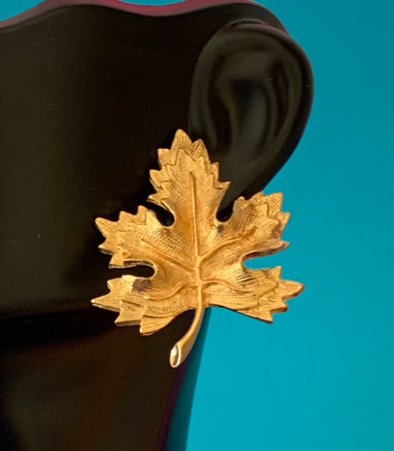 Large Warm Gold Maple Leaf Stud Earrings