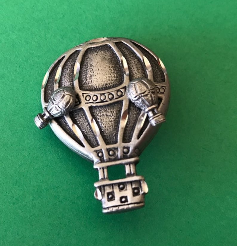 Hot Air Balloon Brooch With Tiny Matching Hot Air Balloon Earrings