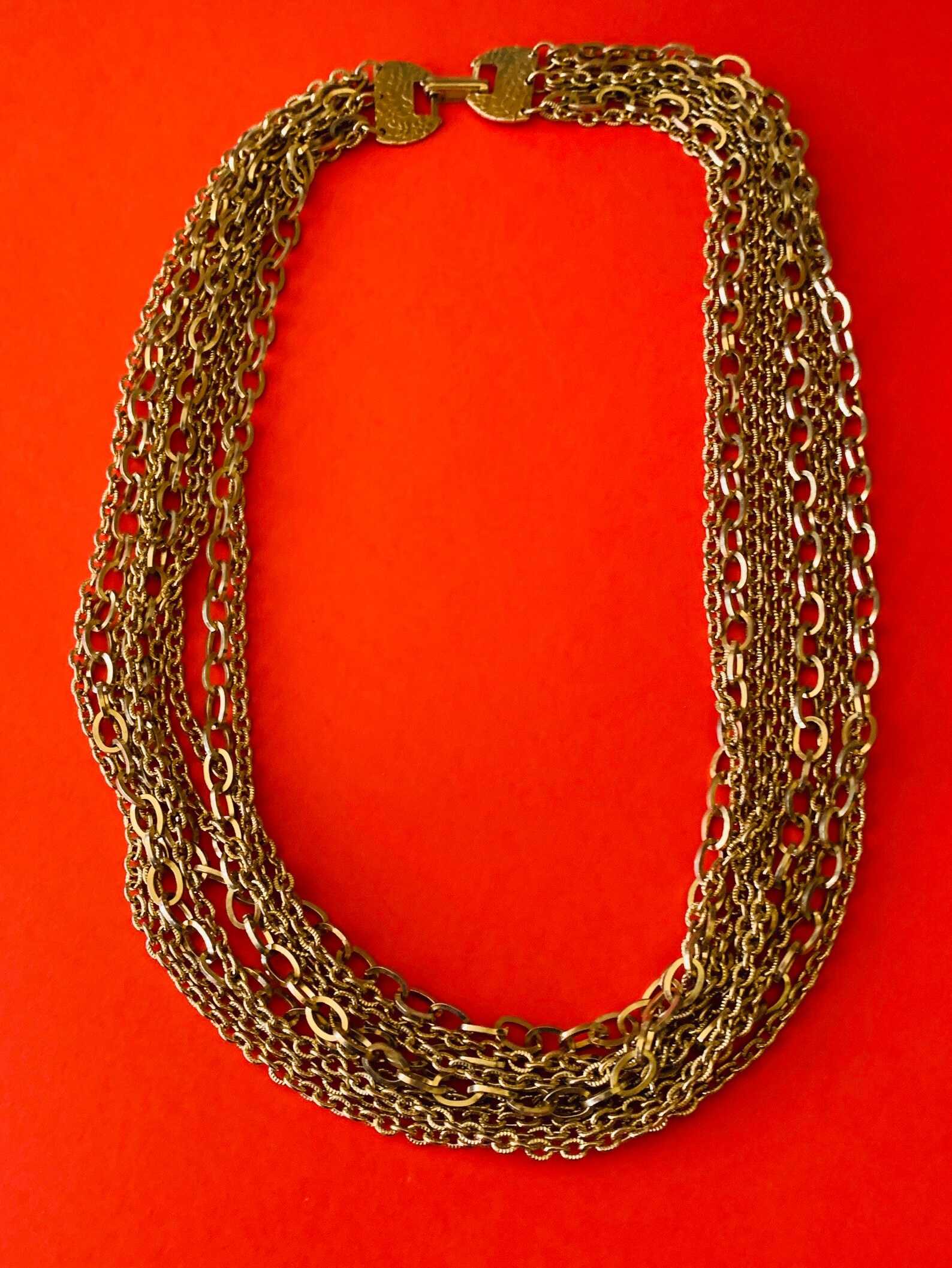 Multilayered Chunky Gold Swag Chain Choker Necklace Etsy