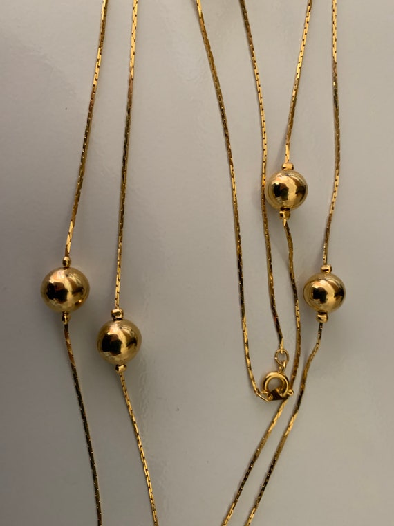 Long Gold Decorative Chain and 10mm Bead Necklace - image 9
