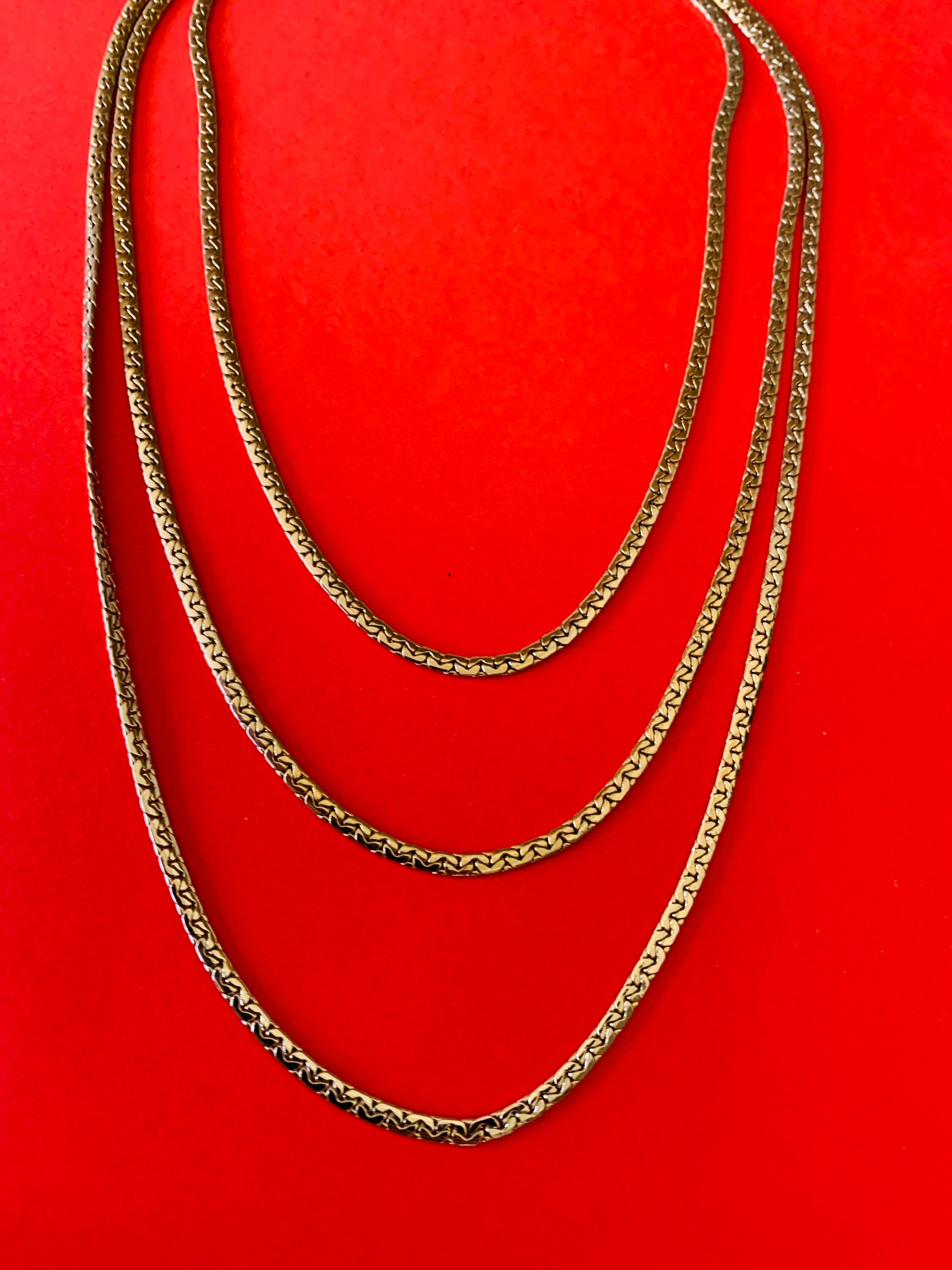 Elegant Three Layer Thin Gold Flat Swag Chain Necklace Etsy