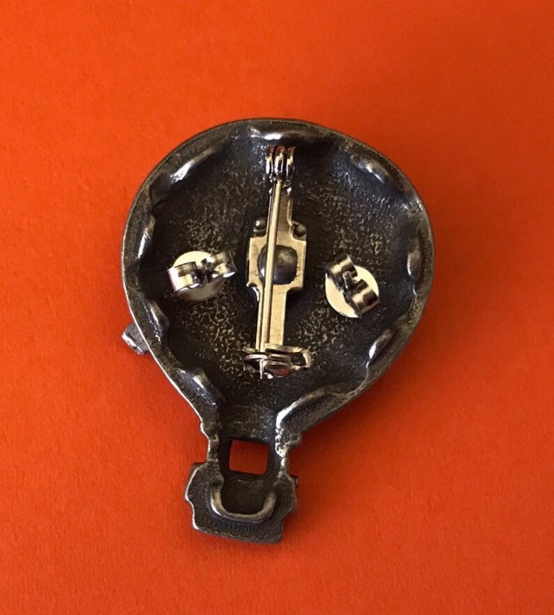 Hot Air Balloon Brooch With Tiny Matching Hot Air Balloon Earrings