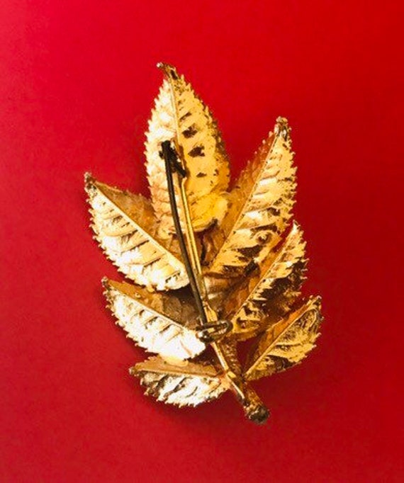 24 K Electroplated Vintage Gold Dipped Rose Brooch - image 4