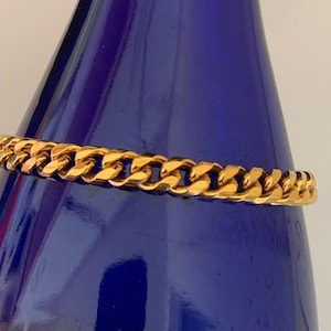 Unisex Classic 7 7/8 inch Gold Tone Flat Curb Chain Bracelet