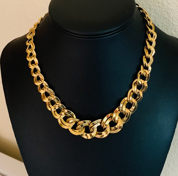 Vintage Warm Shiny Double Link Chain Collar Neckl… - image 8