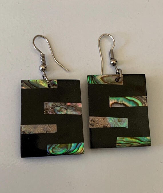 Rectangular Abalone Inlay in Resin Pierced Dangli… - image 8