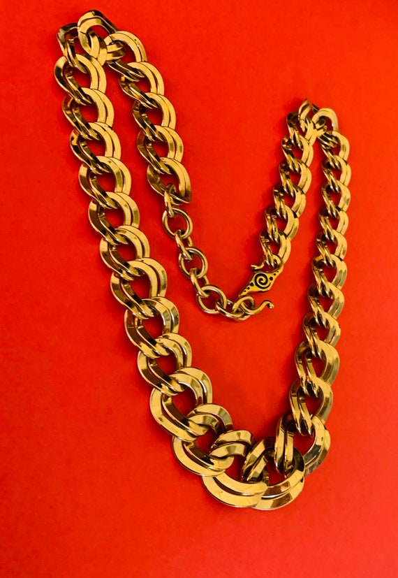 Vintage Warm Shiny Double Link Chain Collar Neckl… - image 4