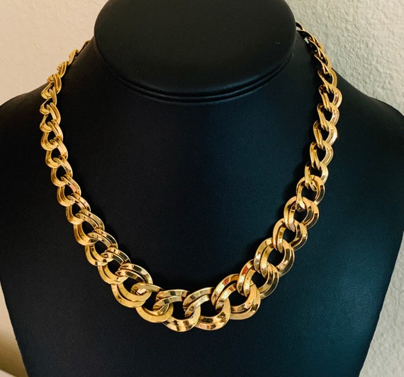 Vintage Warm Shiny Double Link Chain Collar Neckl… - image 9