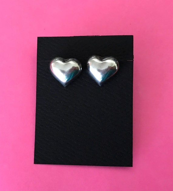 925 Shiny Sterling Silver Bubble Heart Earrings S… - image 5