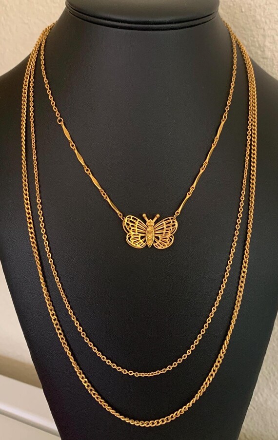 Three Layer Chain With Butterfly Pendant On The S… - image 9