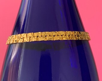 Gold Plated Flat 5mm Textured 7 1/2 Inch Chain Bracelet