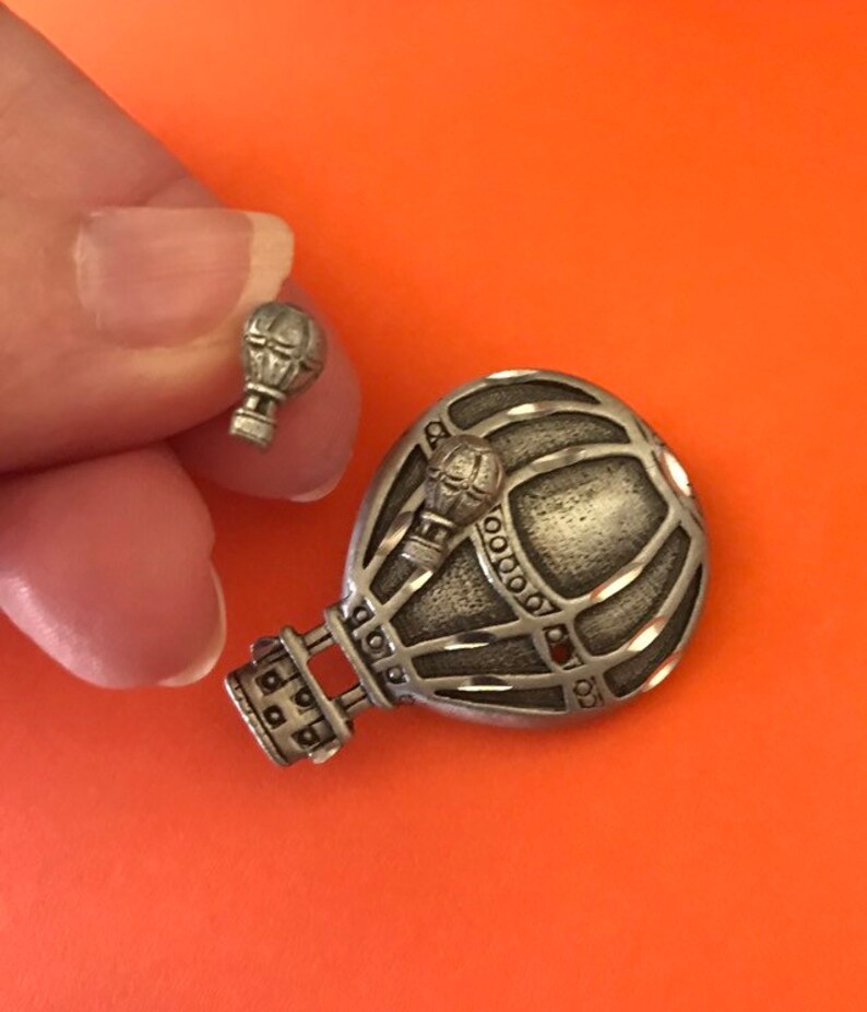 Hot Air Balloon Brooch With Tiny Matching Hot Air Balloon Earrings