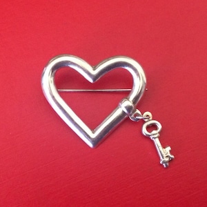 The Key To My Heart Sterling Silver Brooch