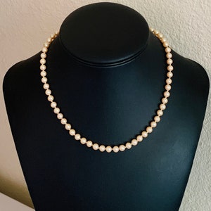 Lovely 6mm Off White Individually Tied Faux Glass 17 inch Pearls With Matching Pearl Clasp