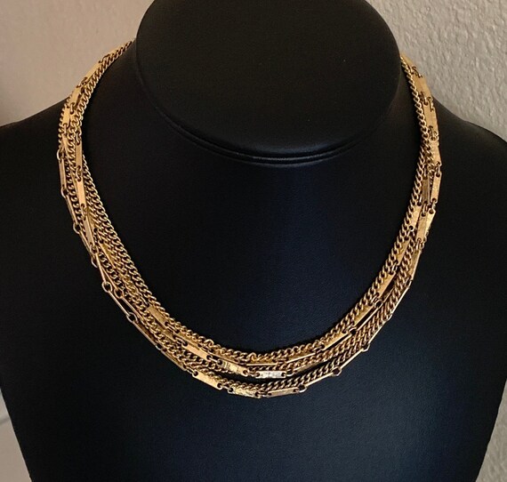 Two Layer Vintage Gold Rectangular Textured Bar L… - image 2