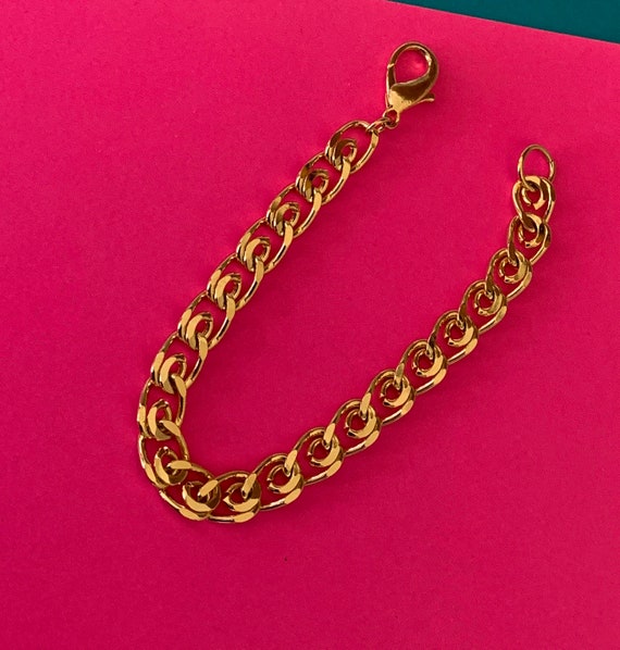 Lovely Flat Decorative Shiny Gold Link Bracelet - image 2