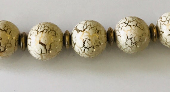 Japanese Gold Crackle and White Graduated Bead Ne… - image 7