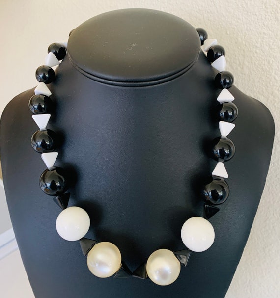 Fabulous Large Lucite Moonglow and Black and Whit… - image 1