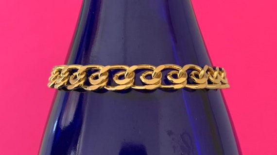 Lovely Flat Decorative Shiny Gold Link Bracelet - image 1