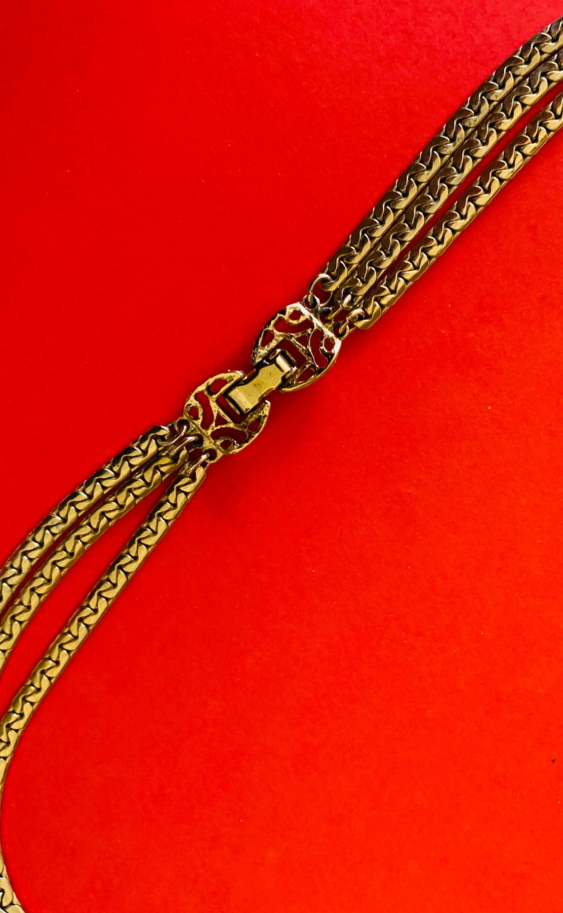 Elegant Three Layer Thin Gold Flat Swag Chain Necklace Etsy