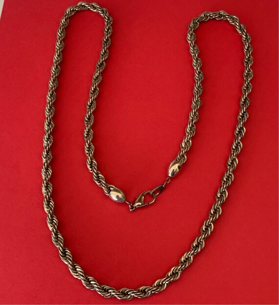 Large chunky twisted silver tone decorative rope chai… - Gem