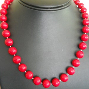 Bright Cherry Red Light Weight Bead Necklace