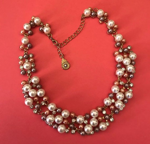 Lovely Multi colored Bubble Pearl and Rhinestone Chok… Gem