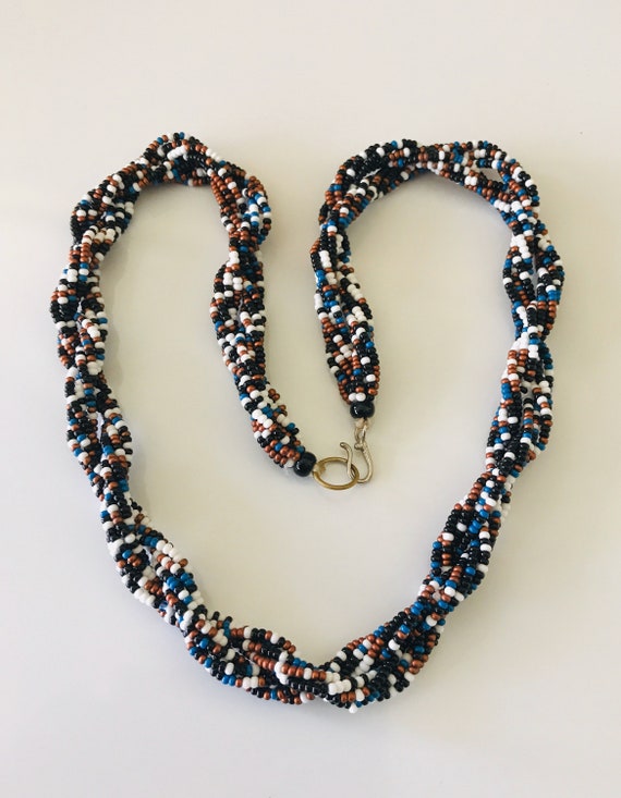 Multicolored Twisted Seed Bead 22 inch Necklace