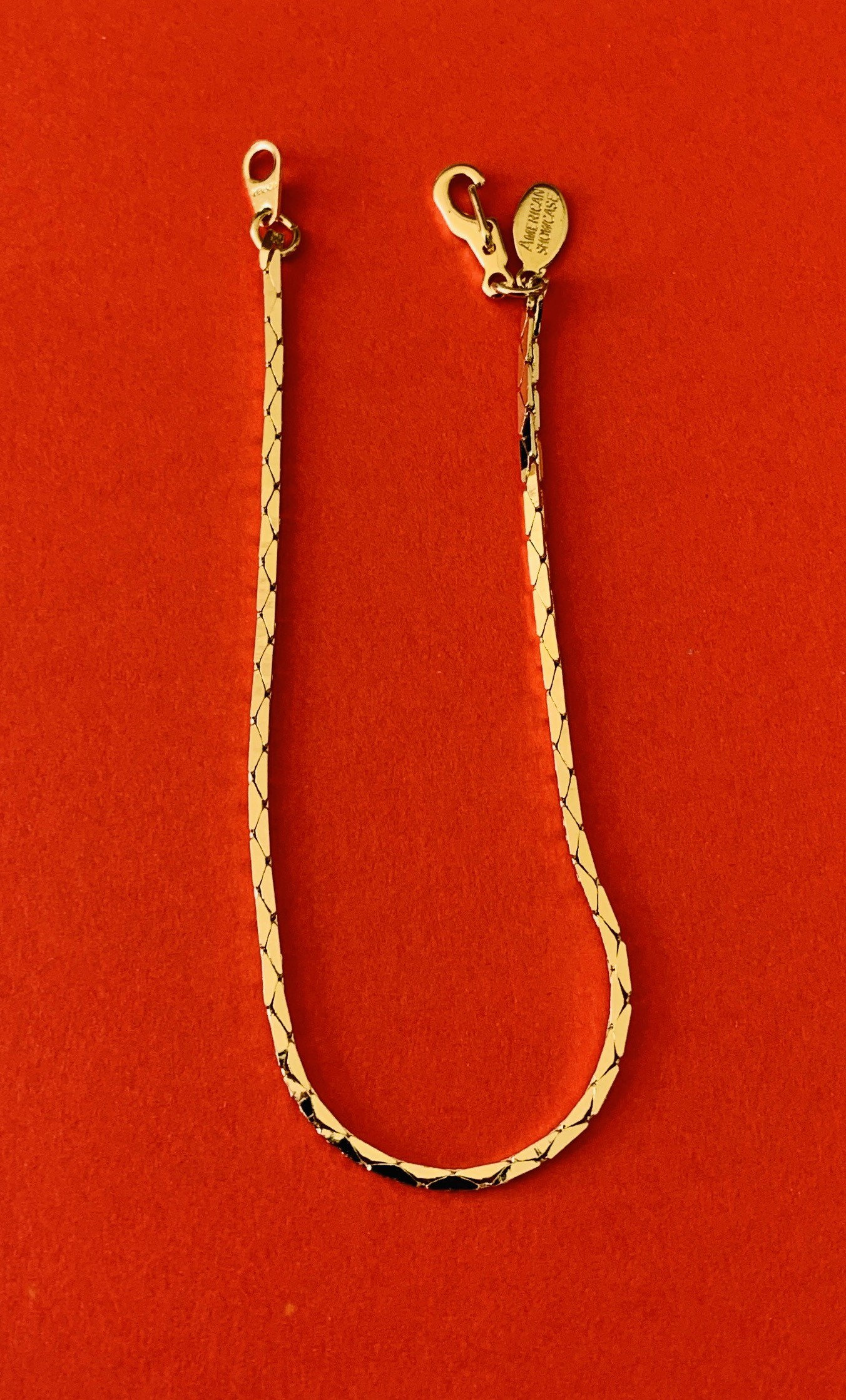 American Showcase Gold Plated Shiny Flat 2mm Chain Bracelet Etsy