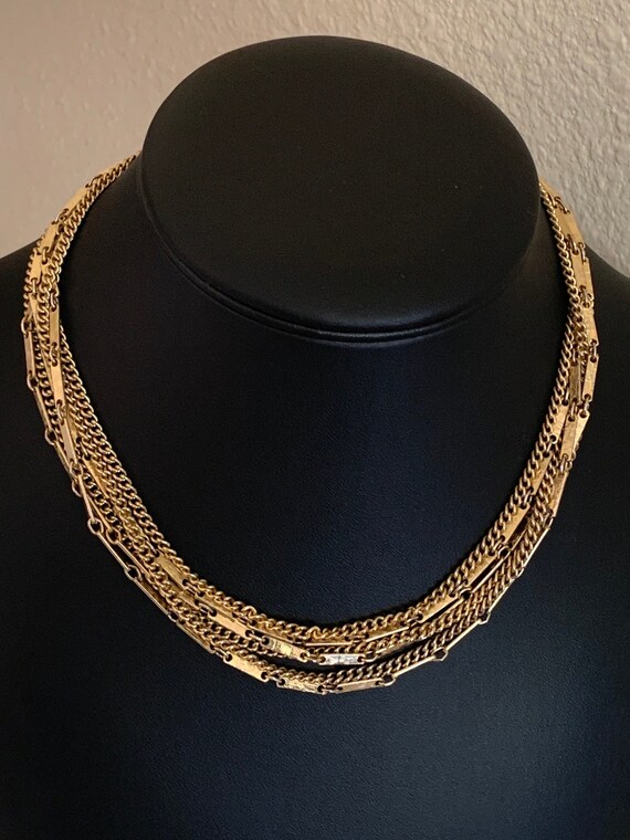 Two Layer Vintage Gold Rectangular Textured Bar L… - image 6