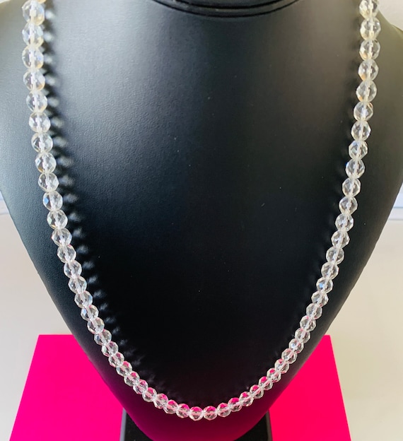 Be Basic Faceted Clear Aurora Borealis Glass Bead… - image 1