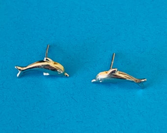 925 Sterling Silver Turquoise Dolphin Stud Earrings - Ocean-Themed Post Earrings, USA Made 2 thumbnail image