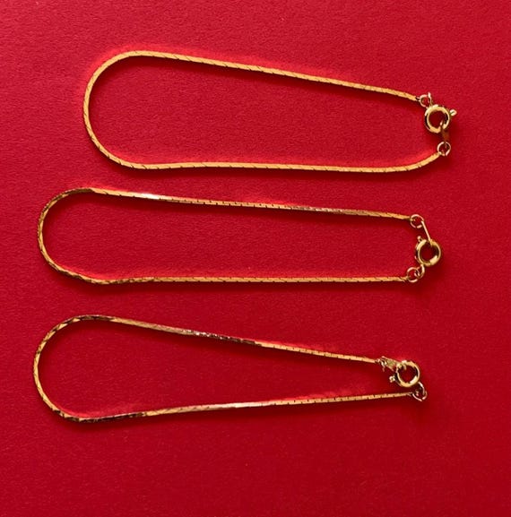 Three Thin Stack able Korea Signed Gold Tone Flat… - image 6