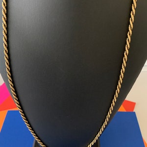 Andre Signed Sturdy Long 30 inch 3mm Black and Gold Twist Decorative Rope Chain necklace